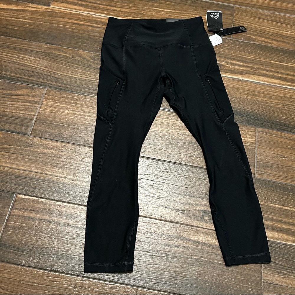 RBX Capri Length Leggings Zipper Pockets Black Small‎ NWT Moisture Wicking